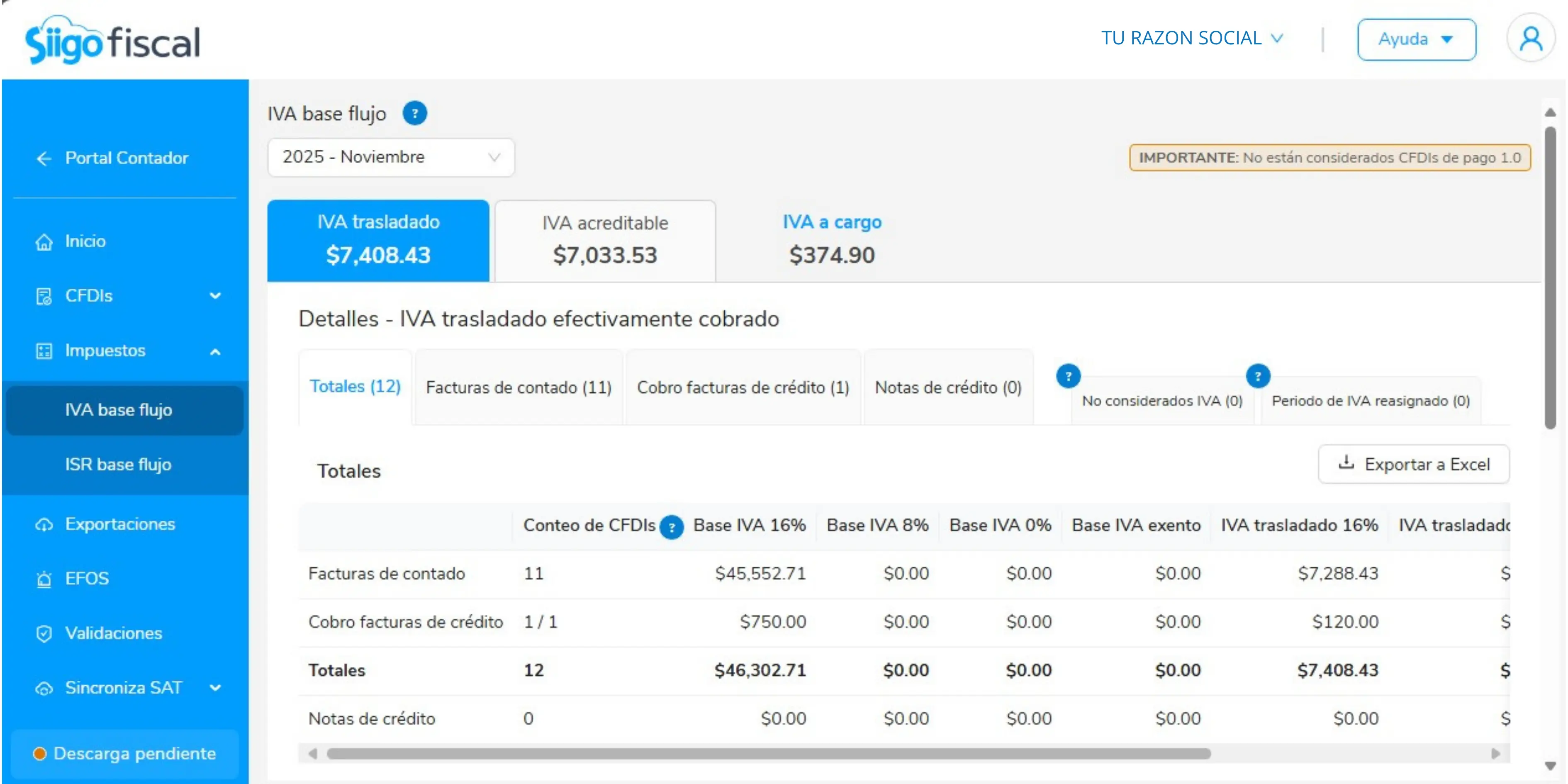Panel de Siigo Fiscal